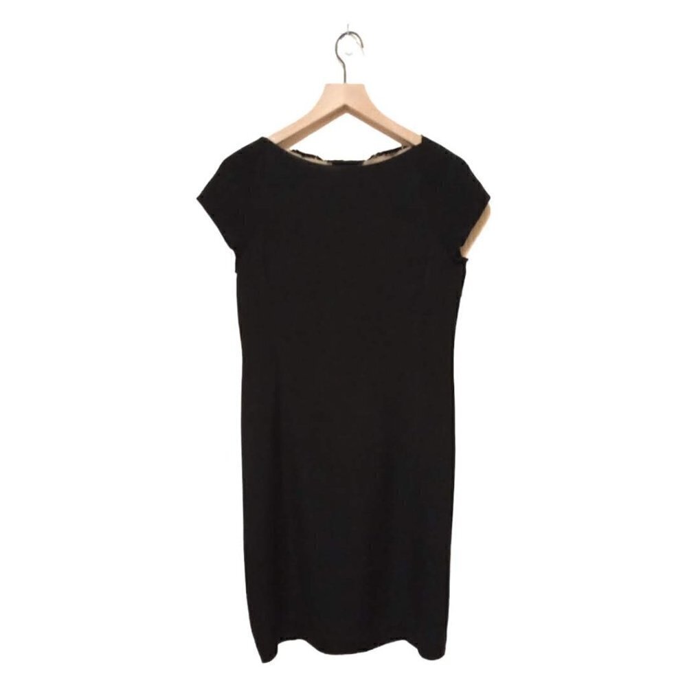 Worth Petite Black 100% Silk Cap Sleeve Knee Length Sheath Dress Sz 10